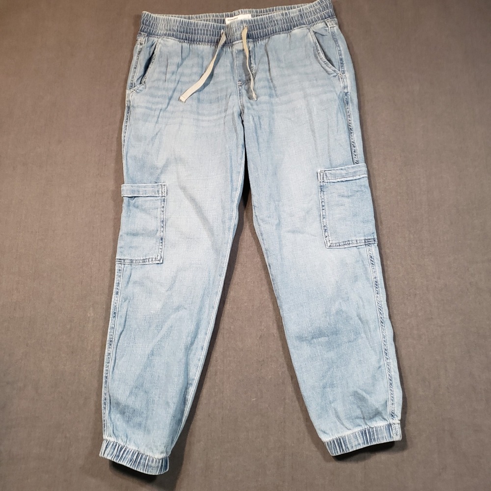 Sonoma Cargo Joggers Womens Small Light Wash Denim Elastic Waist